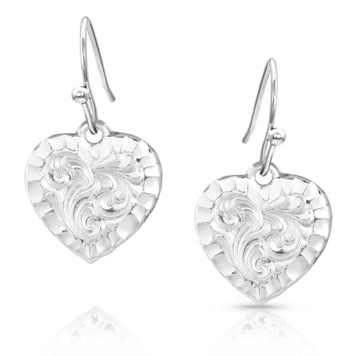 Montana Silversmiths Chiseled Heart Hook Earrings