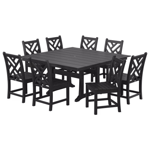 POLYWOOD Chippendale 9-Piece Farmhouse Trestle Dining Set