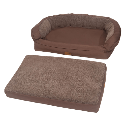 3 Dog Pet Supply EZ Wash Fleece Headrest Memory Foam Dog Bed