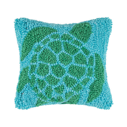 C&F Home Green Turtle Hooked Throw Pillow