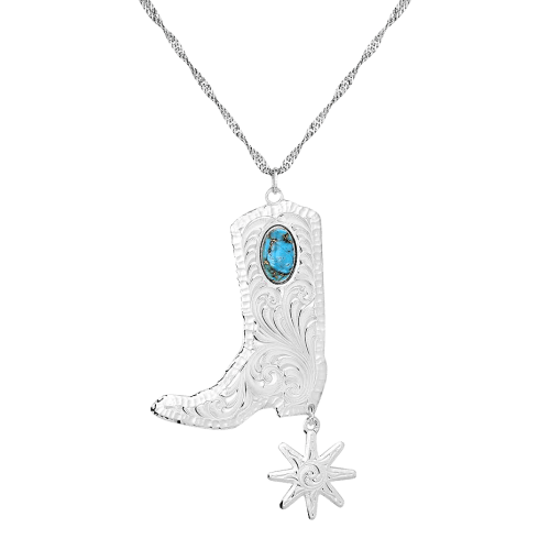 Montana Silversmiths Chiseled Boots and Spurs Turquoise Necklace