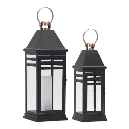 Melrose International Black Metal Lantern 2-Pack