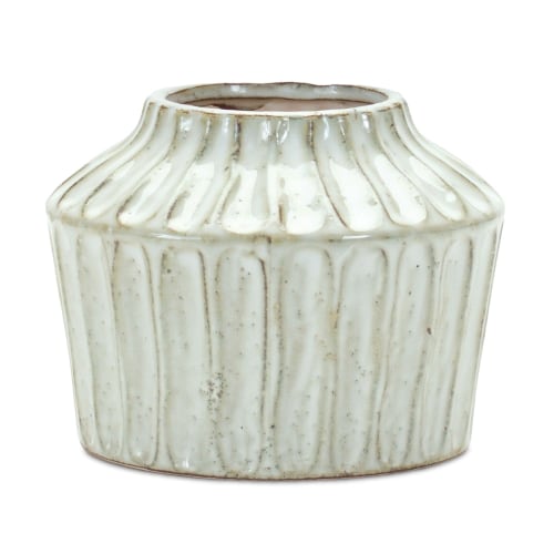 Melrose International Decorative Ribbed Terra-Cotta Vase