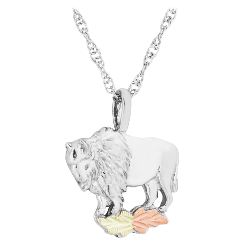 Landstroms Buffalo Black Hills Gold with Sterling Silver Necklace