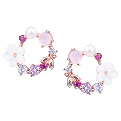 Amanda Blu Mini Flower Multi-Color Circle Earrings