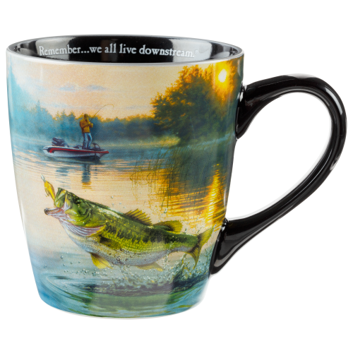 Bass Pro Shops Bass Panoramic We All Live Downstream Mug