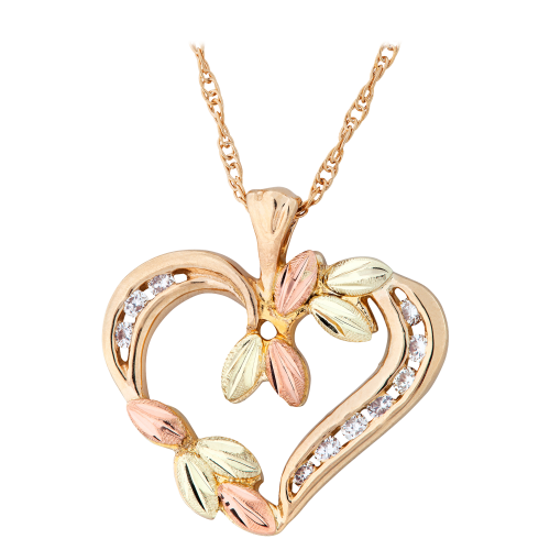 Landstrom's 10K Black Hills Gold Diamond Heart Necklace