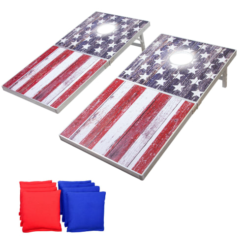 GoSports LED Folding American Flag Cornhole Set