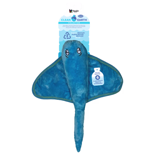 Spunky Pup Clean Earth Large Plush Stingray Dog Toy