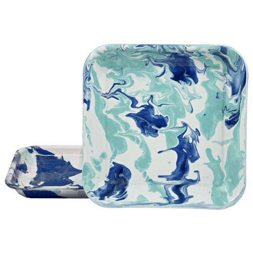 Golden Rabbit Lagoon Enamelware Square Trays Set of 2