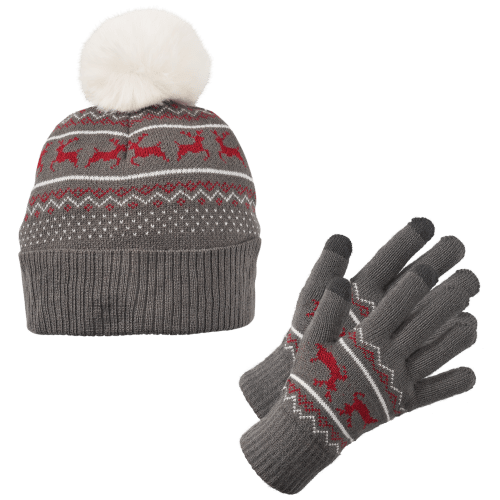 Natural Reflections Fleece-Lined Beanie and Glove Set