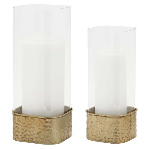 Melrose International Hammered-Metal Candle Holder Set of 2