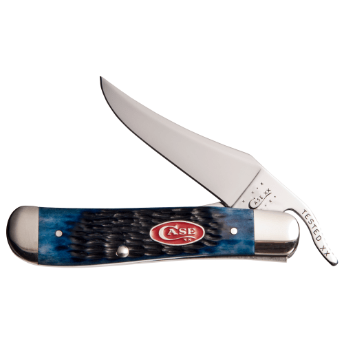 Case Navy Blue Jigged Bone RussLock Lockback Folding Knife