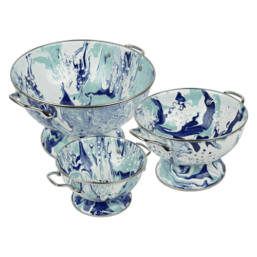 Golden Rabbit Lagoon Enamelware Colanders Set of 3