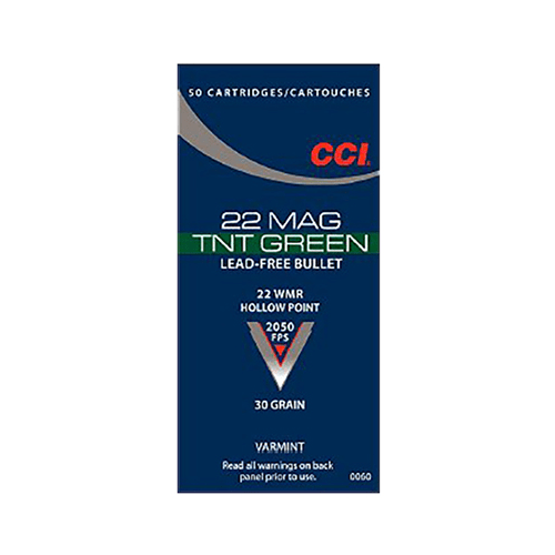 CCI TNT Green .22 WMR 30 Grain Lead-Free Rimfire Ammo