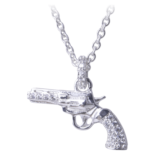 Amanda Blu Handgun Silver and Cubic Zirconia Necklace