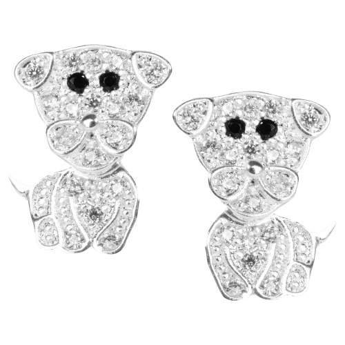 Amanda Blu Silver and Cubic Zirconia Swivel Dog Earrings