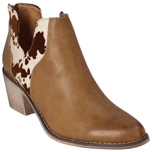 Natural Reflections West Cow Print Ankle Boots for Ladies