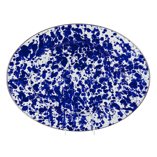 Golden Rabbit Cobalt Blue Enamelware Collection Oval Platter