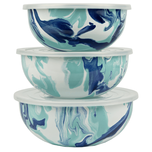 Golden Rabbit Lagoon Enamelware Mixing Bowls Set of 3