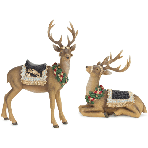 Melrose International Holiday Deer Figurines Set of 2