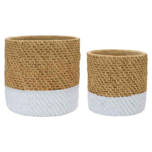 Melrose International Woven Stone Planters Set of 2
