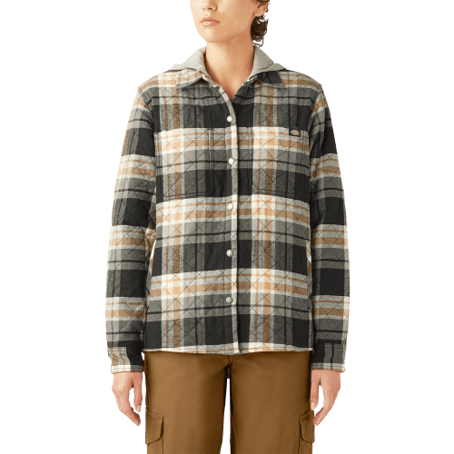 Dickies Hooded Flannel Long-Sleeve Shirt Jacket for Ladies