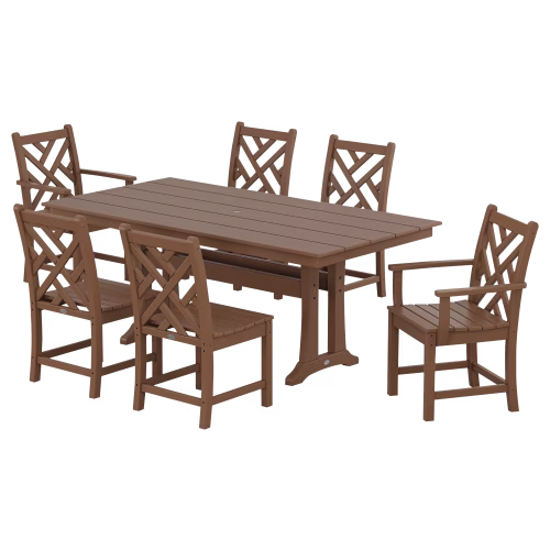 POLYWOOD Chippendale 7-Piece Farmhouse Trestle Dining Set