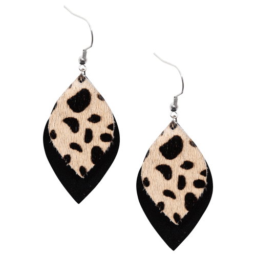 Amanda Blu Black Layered Leather Earrings