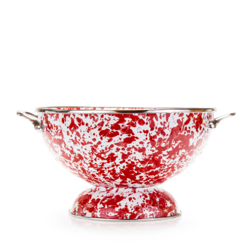Golden Rabbit Red Swirl Enamelware Colander