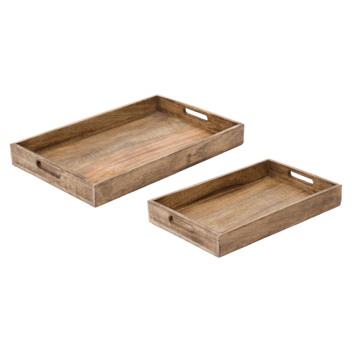 Melrose International Decorative Wooden Trays Set of 2