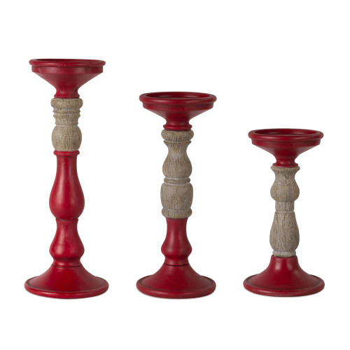 Melrose International Candle Holders with Wood Accents