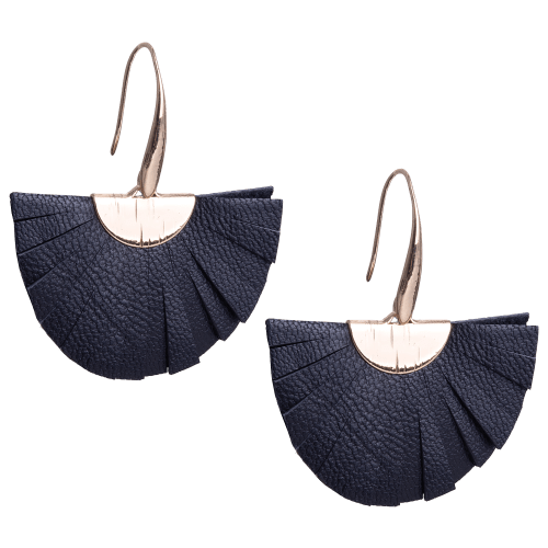 Amanda Blu Black Fringe Burst Leather Earrings