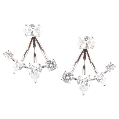 Amanda Blu Silver Stud Earrings with Ear Enhancers
