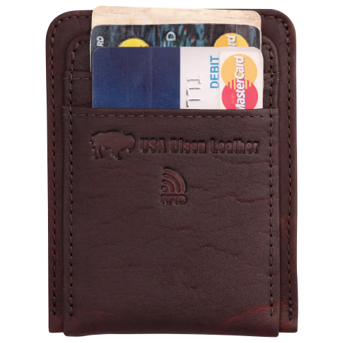 RedHead USA Bison Leather Front Pocket RFID Wallet