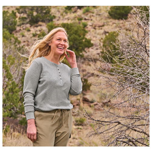 Natural Reflections Thermal Long-Sleeve Henley for Ladies