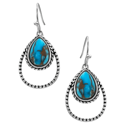 Montana Silversmiths Double Rope Turquoise Earrings