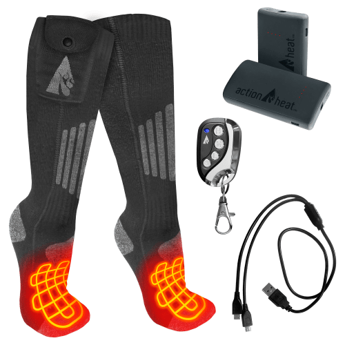ActionHeat Cotton 3.7V Rechargeable Heated Socks 2.0 with Remote