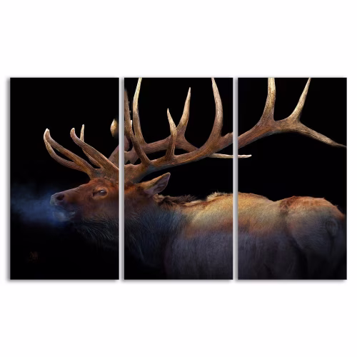 Scott Kennedy Winter Elk Triptych Block Mounted Panel 3-Piece Set