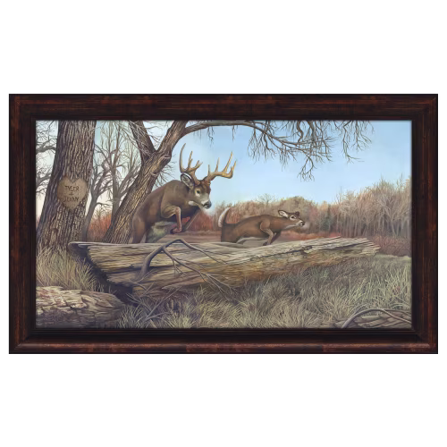 Scott Kennedy Jumping Whitetails Personalized Framed Canvas