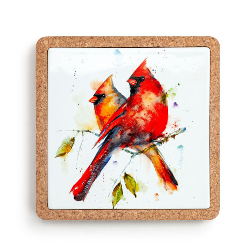 DEMDACO Cardinal Pair Cork-Base Trivet