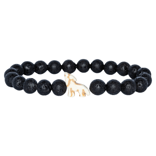 fahlo Scout Track-A-Wolf Lava Stone Bracelet