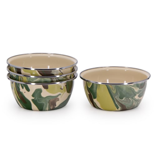 Golden Rabbit Camouflage Enamelware Salad Bowl 4-Piece Set