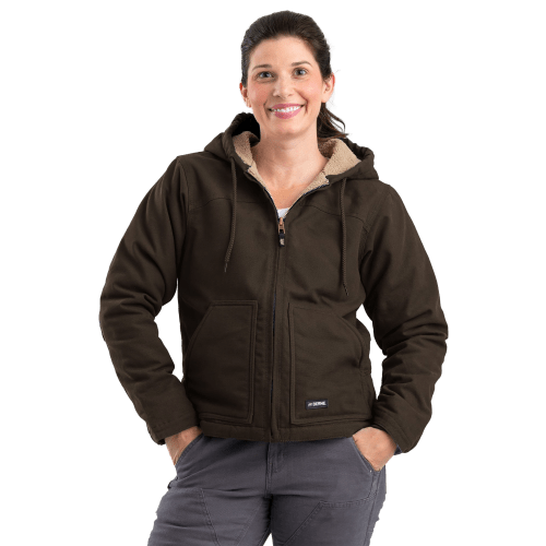 Berne Sherpa-Lined Softstone Duck Hooded Jacket for Ladies