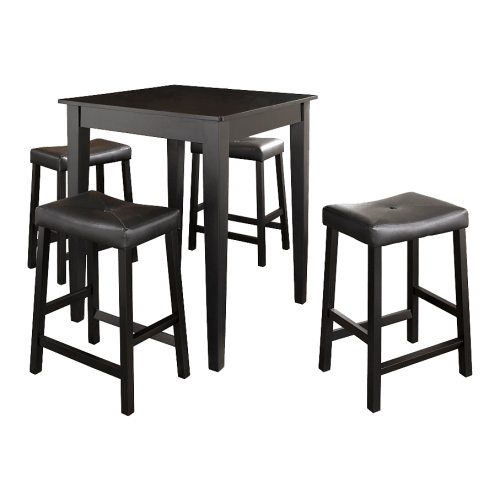 Crosley Pub 5-Piece Dining Set with Upholstered Saddle Stools