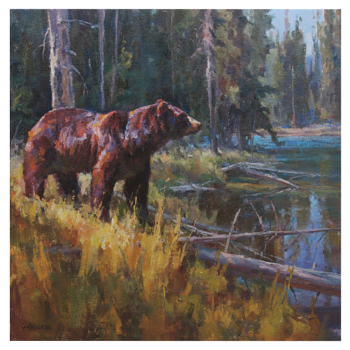 Open Road Brands Bear at Lakeside Canvas Wall Decor