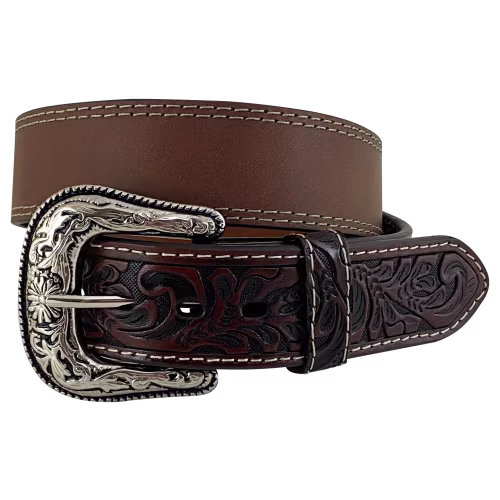 RedHead Ranch Tooled Double-Stitch Leather Belt