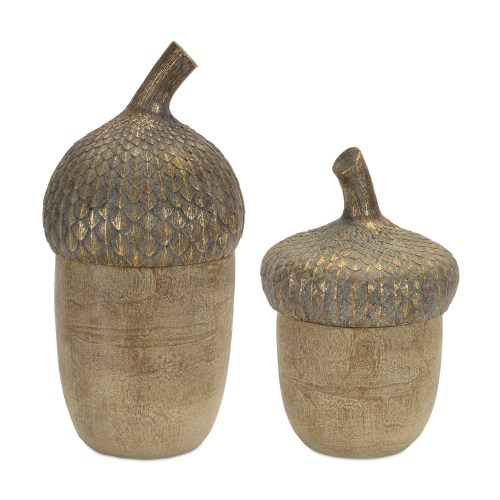 Melrose International Acorn Box with Faux-Wood Finish 2-Pack