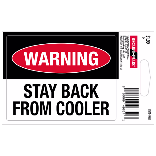 Secure-Plus Warning Stay Back from Cooler Sticker
