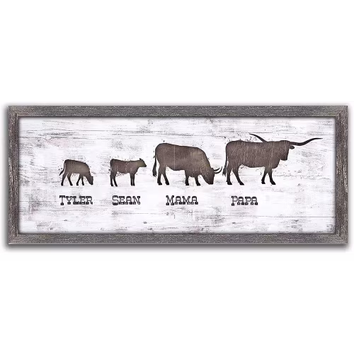 Scott Kennedy Personalized Longhorn Family Framed Canvas Wall Art